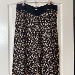 LOGO by Lori Goldstein Naomi Knit Travel Pants Leopard Print Wide Leg XL